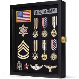 11x14 Pin Display Case for Military Badges, Medals, Patches & Jewelry - Wooden