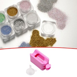 Amagogo Nail Powders Recycling Box Powder Sequins Reusable Accs Portable Dipping Powders Nails Art Glitter Storage Box for Nail Art, Pink