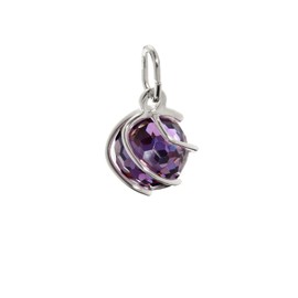 NKlaus Sphere 7859 Women's Ball Pendant 925 Sterling Silver Zirconia Amethyst 7 mm, Sterling Silver