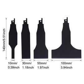 4PCS Reciprocating Saw Scraper Blade, Heavy Duty Carbon Steel Scraping Tool Attachment Blades for Removing Tile Grout Glue Gaps Adhesives, Wall Cleaning, Metal Derusting(Color:Black)
