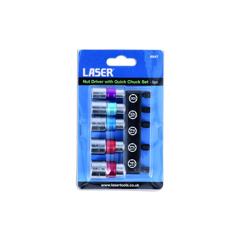 Laser 8947 Nut Driver with Quick Chuck Set of 5