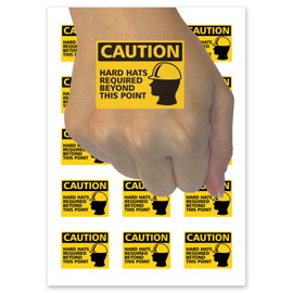 Caution Hard Hats Required Construction Temporary Tattoo Water Resistant Fake Body Art Set Collection - 54 1" Tattoos (1 Sheet)