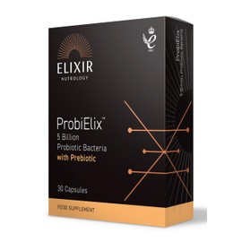 ELIXIR NUTROLOGY ProbiElix™ 30 Capsules – 5 Billion Probiotic Bacteria, Supports Digestive Health & Gut Balance, Includes Chicory Inulin, Vegan & Vegetarian Friendly. Made in The UK