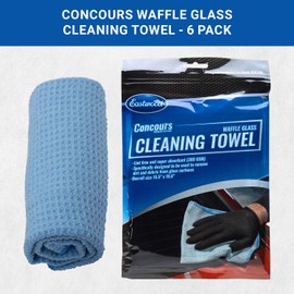 Eastwood Concours Large Waffle Weave Microfiber Towels for Cars | 380 GSM Large 15.5" x 15.5" | Premium Microfiber Cleaning Cloth for Cars & Trucks | Super Soft Waffle Towel | 6 Pack | Light Blue