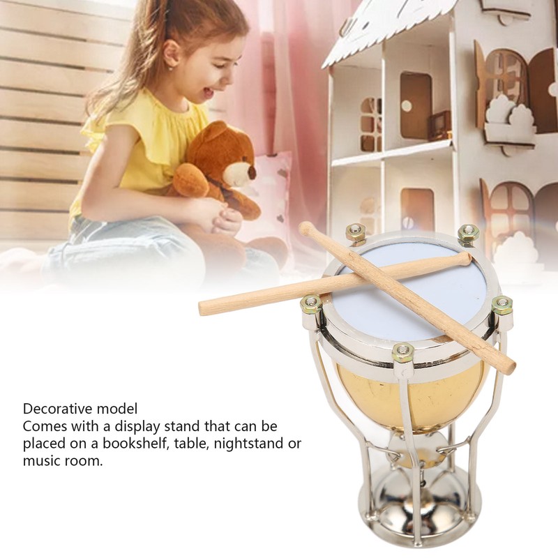 Miniature Timpani Model Decorative Exquisite Copper Timpani Ornament for Graduation