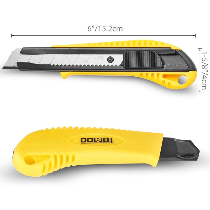 DOWELL Box Cutter Utility Knife Retractable Snap Off Blades Hobby