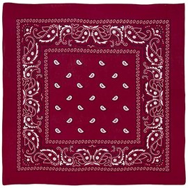 L&M® 12Pcs Bandanas 100% Cotton Paisley Print Head Wrap Scarf Wristband (Wine Red)