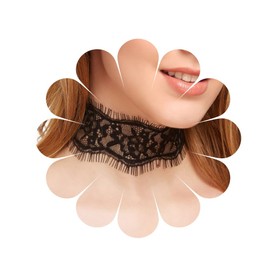 MIQIQAO Black Lace Choker Necklace Black Pearl Pendant Chock Gothic Tattoo Choker Hollow Floral Necklace Chain Jewellery for Women and Girls, Acrylic