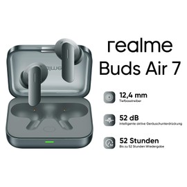 realme Buds Air 7 True Wireless Headphones, Titanised Bass Driver 12.4mm, Intelligent ANC with 52dB, Audio Hi-Res & LHDC 5.0, Autonomy up to 52 Hours, Room Sound 360°, Moss Green