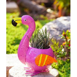 Niedlicher Flamingo-Topf in Cartoon-Form – Metall-Pflanztopf für Mini-Pflanze, Kaktusblume, Tillandsia, Luftfarne, Präsentationsständer, Garten, Zuhause, Büro Desktop