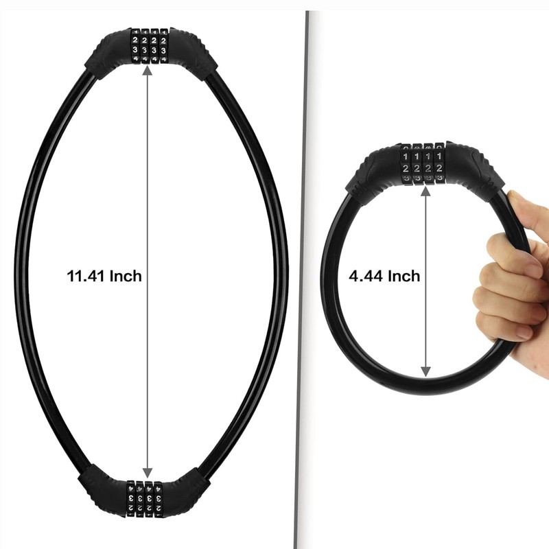 Fioria Bicycle Cable Lock Bicycle Cable Locks Security 4-Digit Resettable