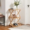BAMHIGHS 3-Tier Bamboo Folding Shelf, Multi-Purpose Storage Rack for Shoes,