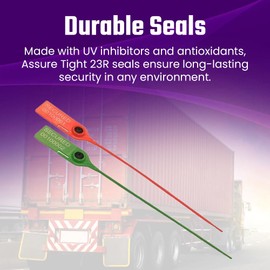 Assuretight 23R Security Seals 9-Inch - Self-Release, Adjustable, Multipurpose Plastic Seals (100-Pack, Red)