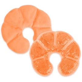 NEWGO 3-in-1 Groß Kühlpads Brust Stillen, 2 Stück Still Kompressen Kühlpads & Wärmekissen für die Brust, Brusttherapie, Weicher Stoff Zurück Fleece(Orange)20cm X 17cm