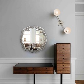 CHLOE's Reflection Contemporary-Style Silver Finish Round Wall Mirror 33" Wide