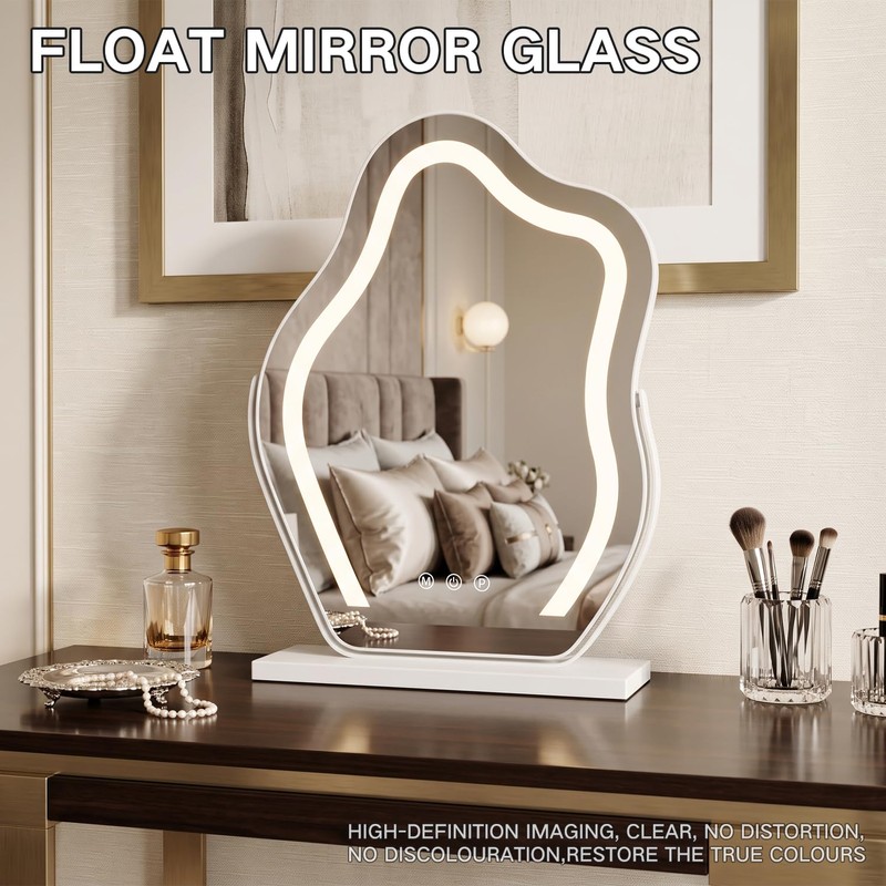 Cloud Makeup Mirror with Lights, 17" LED Vanity Mirror, 3
