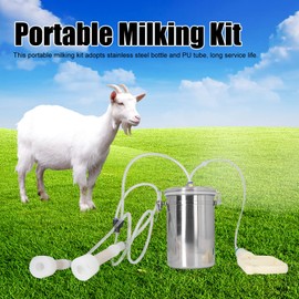 Goat Milking Machine, Manual Milking Machine with 2 L Stainless Steel Bottle, Effortless Control, Portable Goat Milking Accessories with Transparent Lid, for Milk Farm