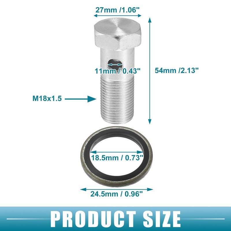 A ABSOPRO Car Brake Line Fitting Adapter 2.13" Length M18x1.5