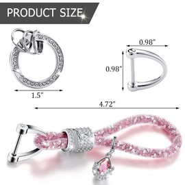 Crystal Car Key Chain for Women, Key Chain Accessories with Bling Rhinestones, Crystal Car Key Ring for All Car Keys (Pink)