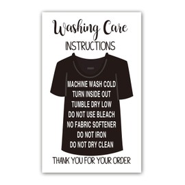 Grenali 50 White T-Shirt Care Cards, 3.5 x 2 Inches, T-Shirt Washing Instructions, Care Instructions Insert for Small Business Packaging