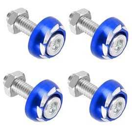 Motorcycle License Plate Bolts/Screws, Blue License Plate Screws Kit M6 Aluminum Alloy Decorative License Plate Bolt Screws Fit for Most Motorcycles Vehicles Cars Trucks ect - Pack of 12