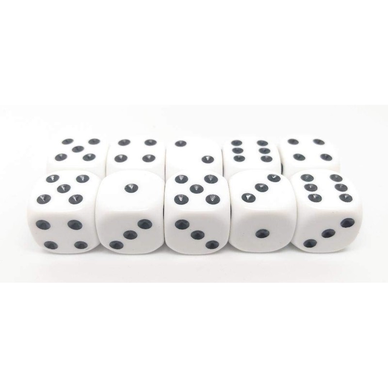 16mm White Dice. Pack of 10