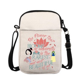 Mulan Movie Crossbody Purse Bag Lotus Encouraging Gift Cartoon Character Gift Mulan Flower Messenger Bag WDW Princess Gift (CA-FlowerMulanCrossB)