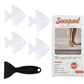 Secopad Bathtub Stickers Non-Slip, 24 PCS Safety Shower Treads Adhesive Appliques with Premium Scraper