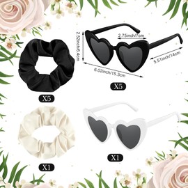 Bouiexye Bridesmaid Sunglasses and Scrunchies Bachelorette Sunglasses Hair Ties Bridesmaid Proposal Gifts for Wedding Party (6, White,Black)