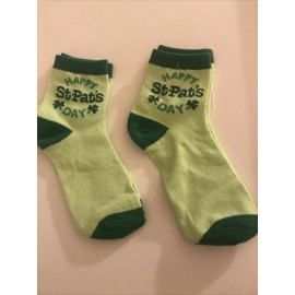 Unbranded Pack of 2 Womens Ankle Socks St Patrick's Day Shamrock Rainbow Green Size 9-11