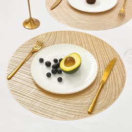 U'Artlines 12 Pack Placemats Metallic Hollow Out Mats Vinyl Non-Slip Heat Insulation Kitchen Table Mats