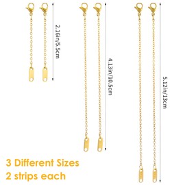 6Pcs Gold Necklace Extenders for Women Chain Extenders for Necklaces 2" 4" 6" Stainless Steel Jewelry Chain Extender for Bracelet Anklet Necklace Extensions for Jewelry Making (5/10/15cm)