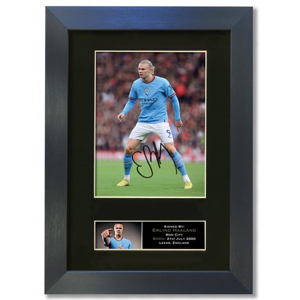 Erling Haarland Man City Signed Reproduction Autograph Mounted Photo Framed
