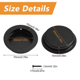 MOROBOR Round Recessed Finger Flush Pulls, 4pcs 70mm Black Stainless Steels Invisible Door Handle for Barn Gates Garages Sheds Sliding Doors