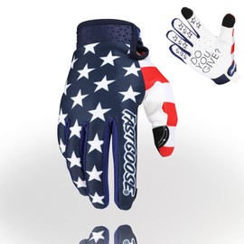 FASTGOOSE Motorcycle Gloves - Breathable Lightweight Off-Road Gloves for Men & Women, ATV BMX MTB Racing (Blue/White, X-Large)