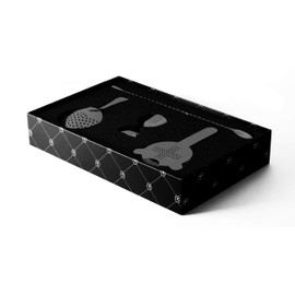 Kotai 4pc bar Set, bar Spoon, Cocktail Strainer, Jigger, Julip Strainer (Black)