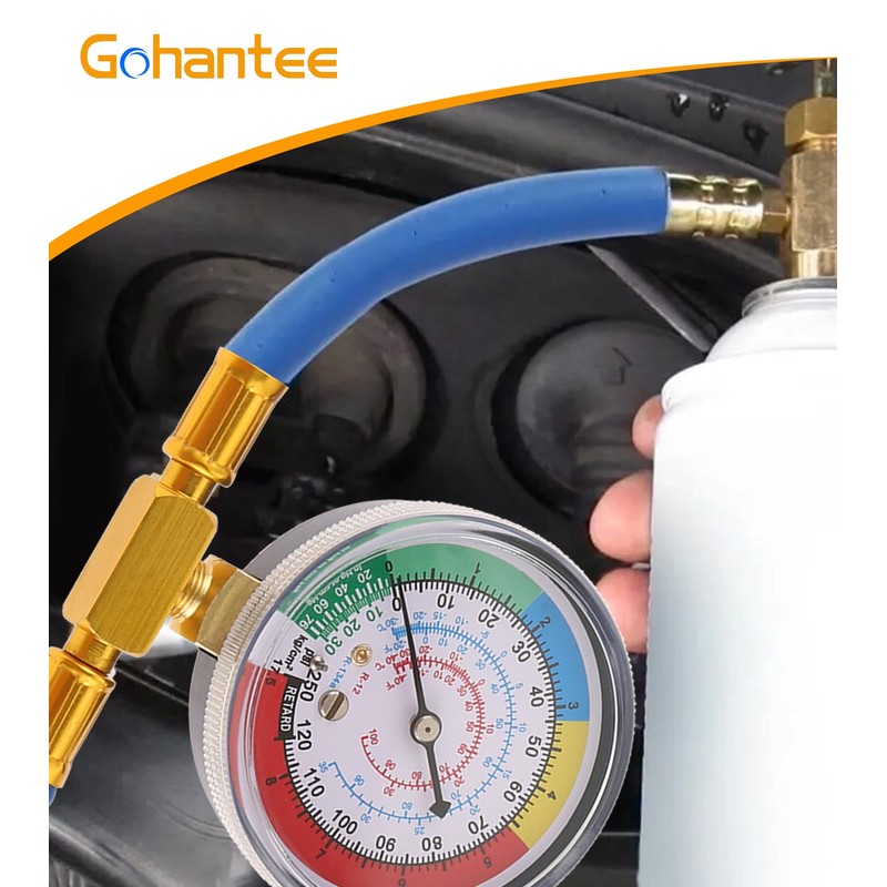 R134A AC Refrigerant Charge Hose with Gauge 2.76", Air Conditioning