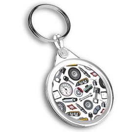 Destination Vinyl ltd 1 x Round Photo Keyring Car Parts Mechanic Garage Dad Son Brother |Keychain|Keyring|Charm| #50456