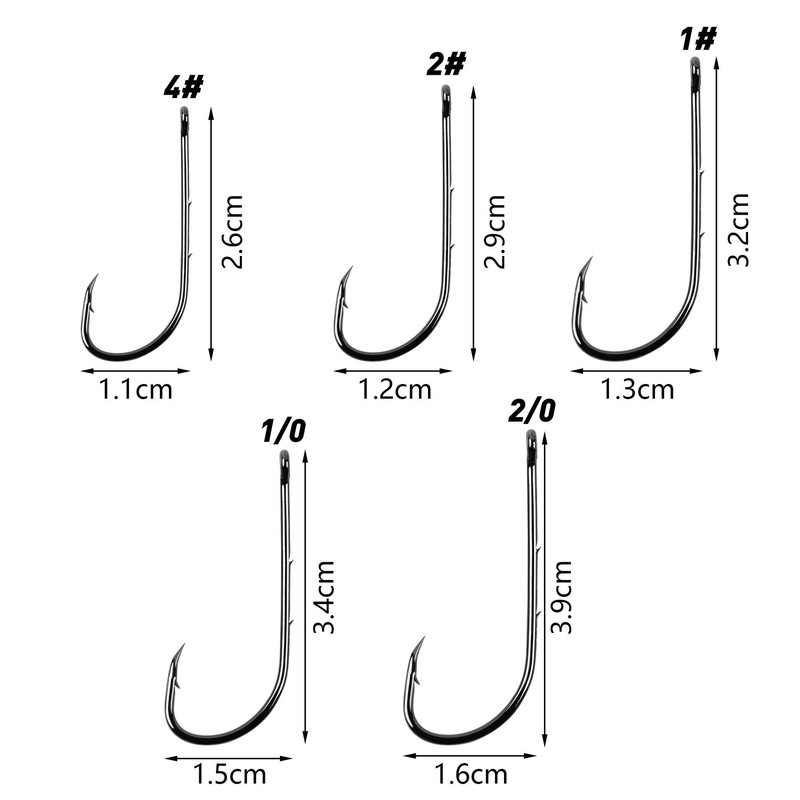 130pcs Baitholder Fishing Hooks Set Carbon Steel Black Barbed Baitholder