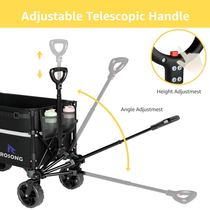 ROSONG Collapsible Wagon Cart with Wheels Foldable - Folding Utility