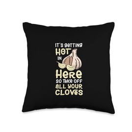 Garlic Clove Food Pun Garlic Lover Garlic Cloves Spice Food Lover Throw Pillow, 16x16, Multicolor