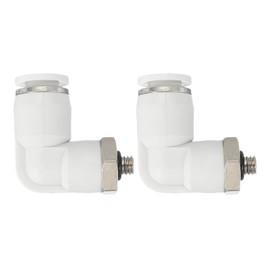 PATIKIL M5 Push to Connect Fitting, 2 Pack 6mm Pneumatic Air Elbow Quick Connector Male Thread 90 Degree Connect 4mm Tubing Elbow Air Tube Fitting Pneumatic Quick Adapter, White