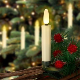 20PCS LED Christmas Tree Candles with Remote and Timer, Waterproof Battery Operated Flameless Flickering Taper Candle Lights, Warm White Electric Fake Candles for Christmas, Home Decoration (Ivory).