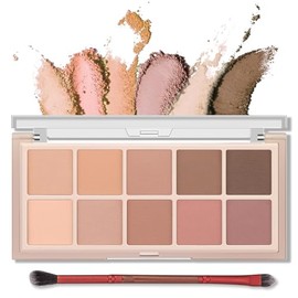 Erinde Paleta de Sombras de Ojos de 10 Colores, Paleta de Maquillaje de Ojos Con Brillo Mate, Paleta de Sombras de Ojos de Tamaño de Viaje, Alto Pigmento, Aspecto Natural, Mezclable