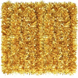 eBoot 39.4 Feet Christmas Tinsel Garland Shiny Garland Metallic Christmas Tree Garland Hanging Decorations for Christmas Party Indoor and Outdoor Decorations (Gold)