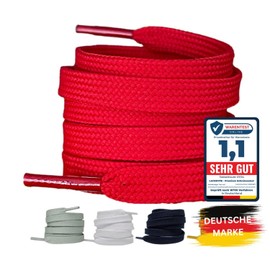 LaceHype 2 Pairs of Premium Shoelaces, Flat, Tear-Resistant, 10 mm Wide, Replacement Polyester Shoelaces for Trainers, Sports Shoes (Red, 180)