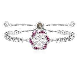 Cubic Zirconia Classic Tennis Bracelet, Flower Charm Colored Zircon Petals Silver Box Chain Bracelet for Sister Girlfriend BFF Crystal Jewelry