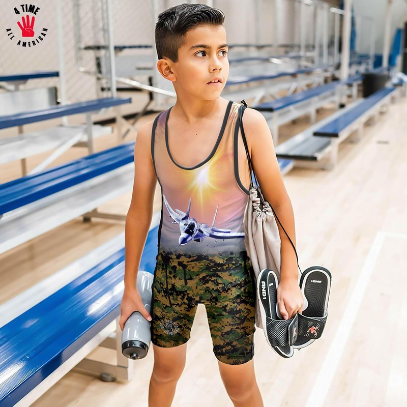 4 Time All American One Shot wrestling singlet size L