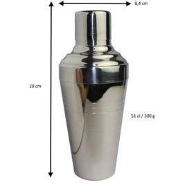 Yukiwa Baron Cocktail Shaker 51cl Silver Made in Japan (11 Colours Available)