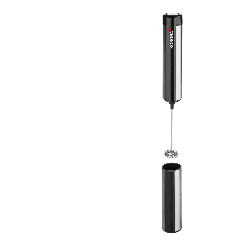 Korona 18010 Batteriebetriebener Milchaufschäumer mit Abdeckkappe | Edelstahlrührstab | Gehäuse